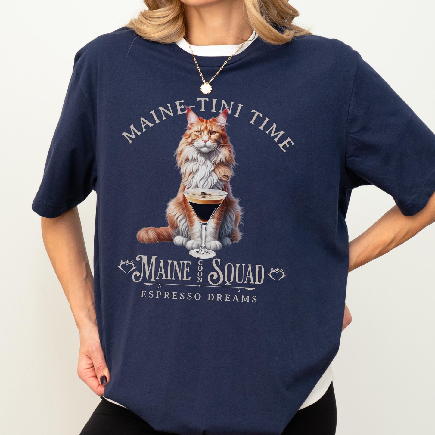 Maine Coon Espresso Squad Group Shirt Cat Martini TShirt Cat Lover Tee Cozy Apparel Maine Coon Lover Gift Custom Cat Top Cocktail Fashion