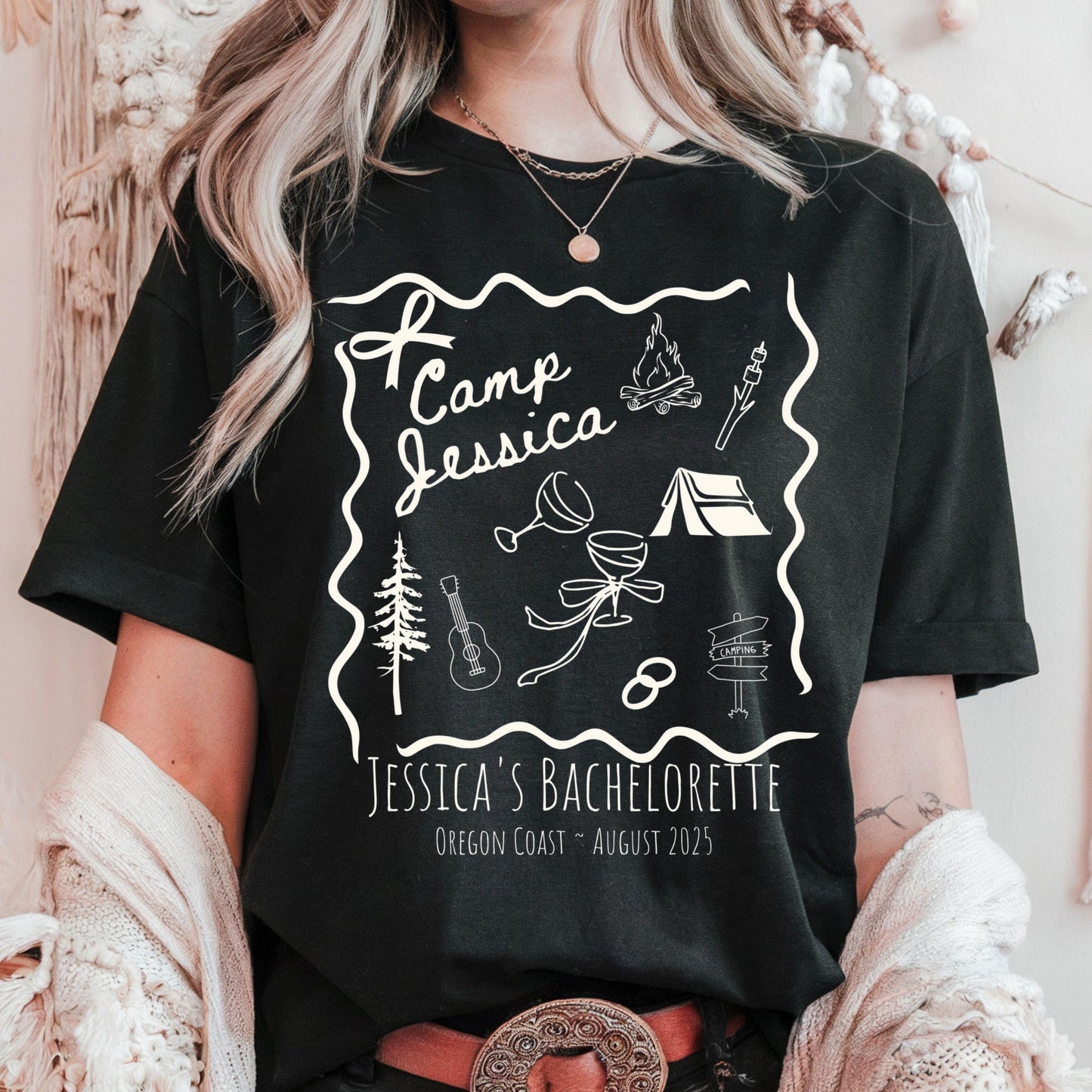Vintage Camp Bachelorette Shirt Custom Camping Bachelorette Party Shirts Mountain Bride Tee Retro Lake Themed Bridal Party Gifts Hiking Tees