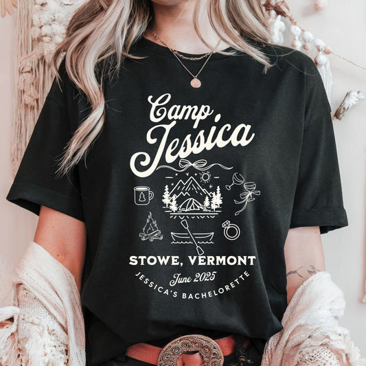 Custom Location Camp Bachelorette Shirt Future Wifey Bride Doodle Art Lets Go Girls Trip Personalized Camp Bach Bridesmaids Gift Tshirt Tee