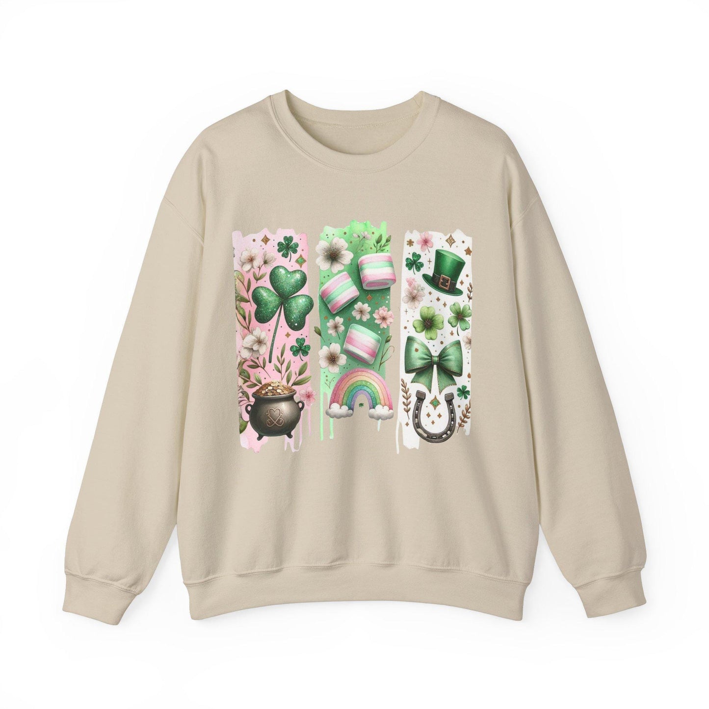 St Patricks Day Retro Shamrock Sweatshirt Funny Coquette Irish St Paddys Day Lucky Sweater Girls 4 Leaf Green Brushstroke Bow Clover Shirt
