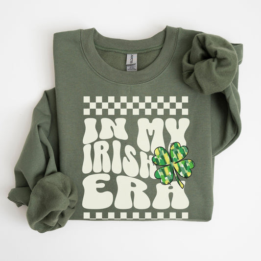 St Patricks Day Retro Shamrock Sweatshirt Funny Coquette Irish St Paddys Day Lucky Sweater Girls Four Leaf Green Toile Lucky Clover Shirt