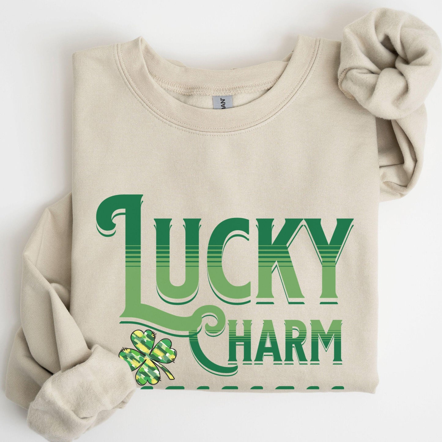 St Patricks Day Shamrock Sweatshirt Funny Checkered Irish St Paddys Day Lucky Charm Sweater Girls Four Leaf Green Brushstroke Clover Shirt