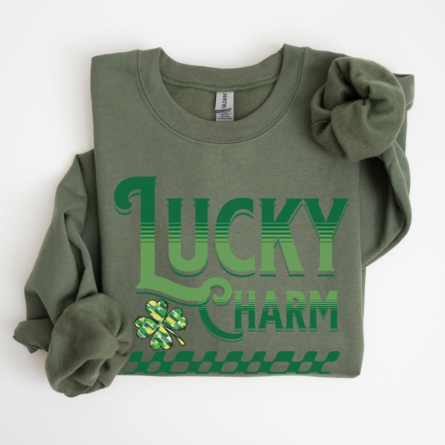 St Patricks Day Shamrock Sweatshirt Funny Checkered Irish St Paddys Day Lucky Charm Sweater Girls Four Leaf Green Brushstroke Clover Shirt