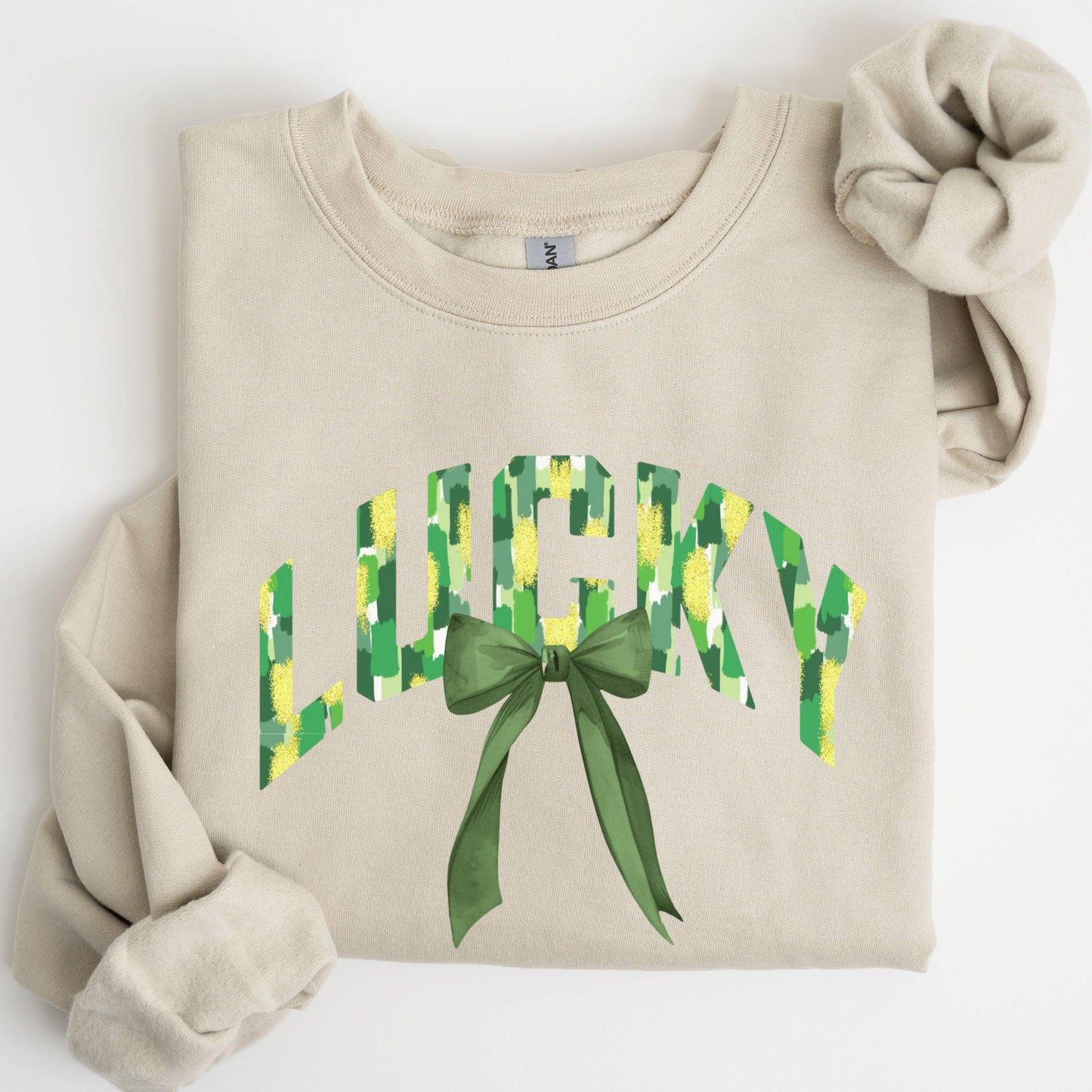 St Patricks Day Retro Shamrock Sweatshirt Funny Coquette Irish St Paddys Day Lucky Sweater Girls Four Leaf Green Brushstroke Clover Shirt