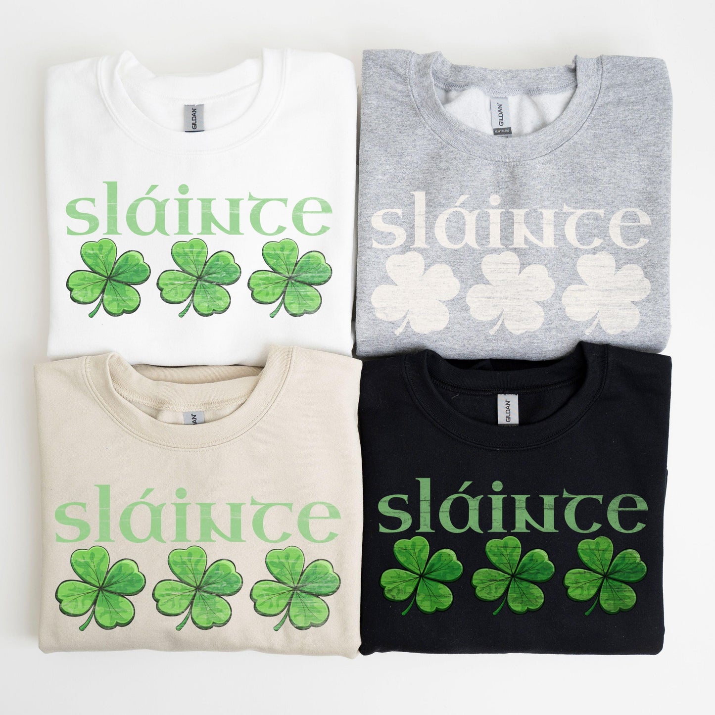 St Patricks Day Retro Shamrock Sweatshirt Funny Gaelic Irish St Paddys Day Lucky Sweater Girls Four Leaf Green Slainte Lucky Clover Shirt