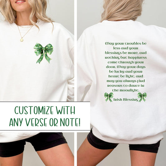 Irish Blessing Sweatshirt Dear Person Behind Me March Birthday Gift St Patricks Shamrock Shirt Coquette St Paddys Day Lucky Clover Sweater