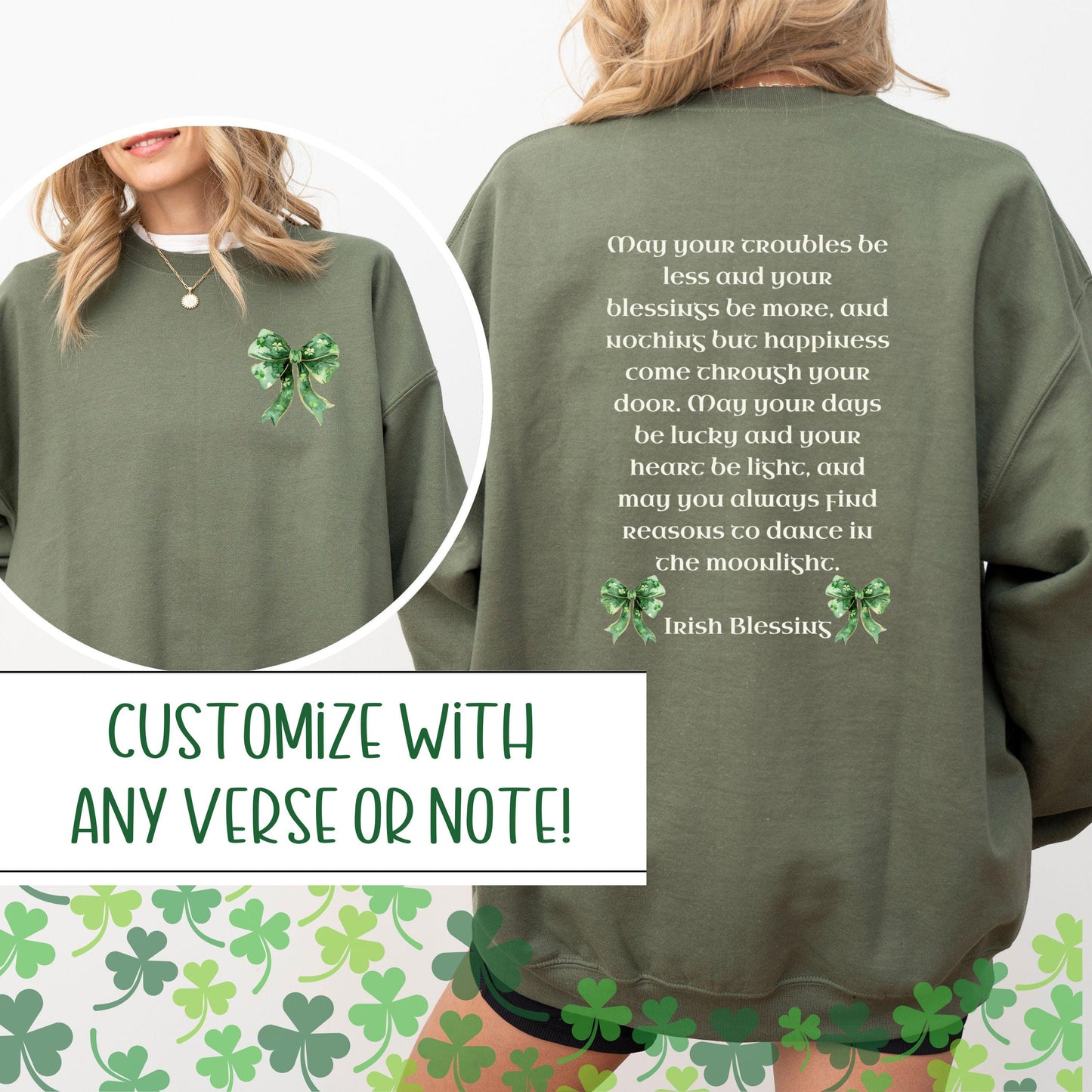 Irish Blessing Sweatshirt Dear Person Behind Me March Birthday Gift St Patricks Shamrock Shirt Coquette St Paddys Day Lucky Clover Sweater