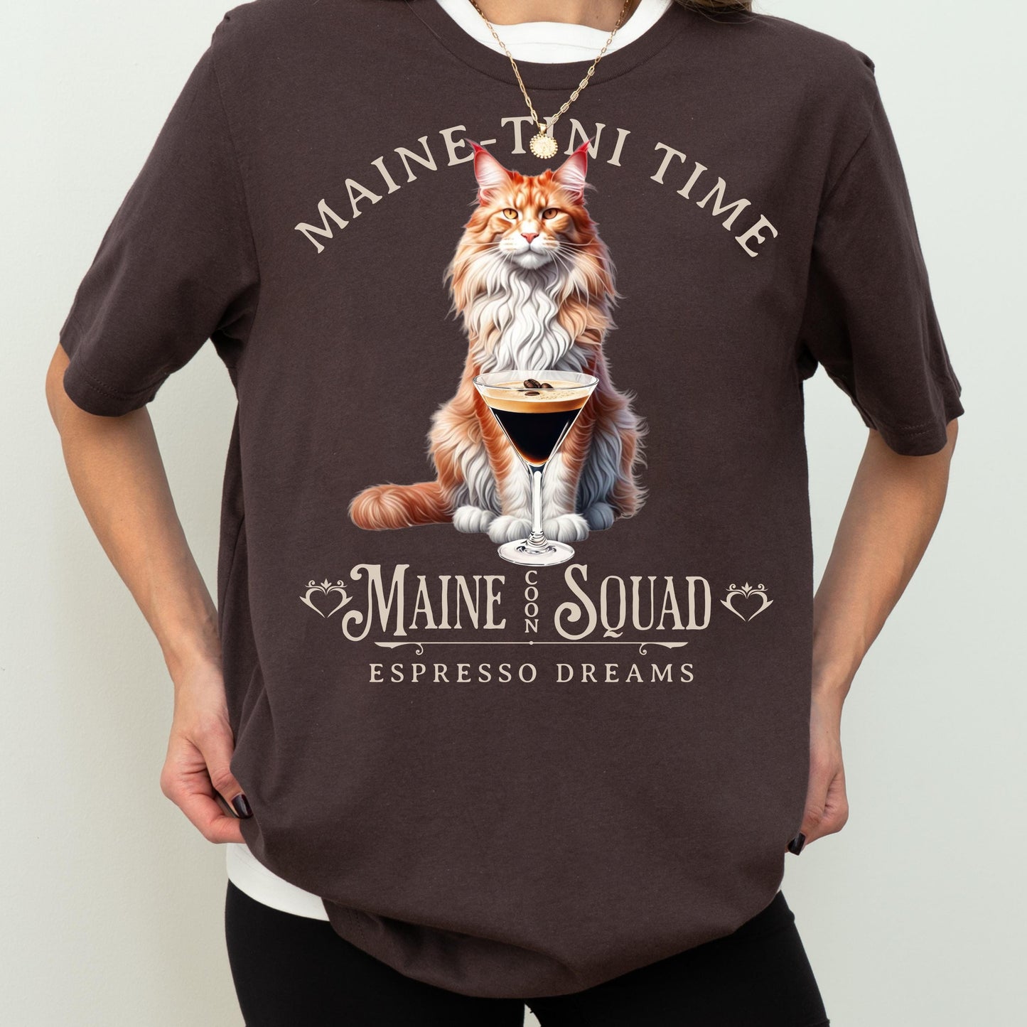Maine Coon Espresso Squad Group Shirt Cat Martini TShirt Cat Lover Tee Cozy Apparel Maine Coon Lover Gift Custom Cat Top Cocktail Fashion