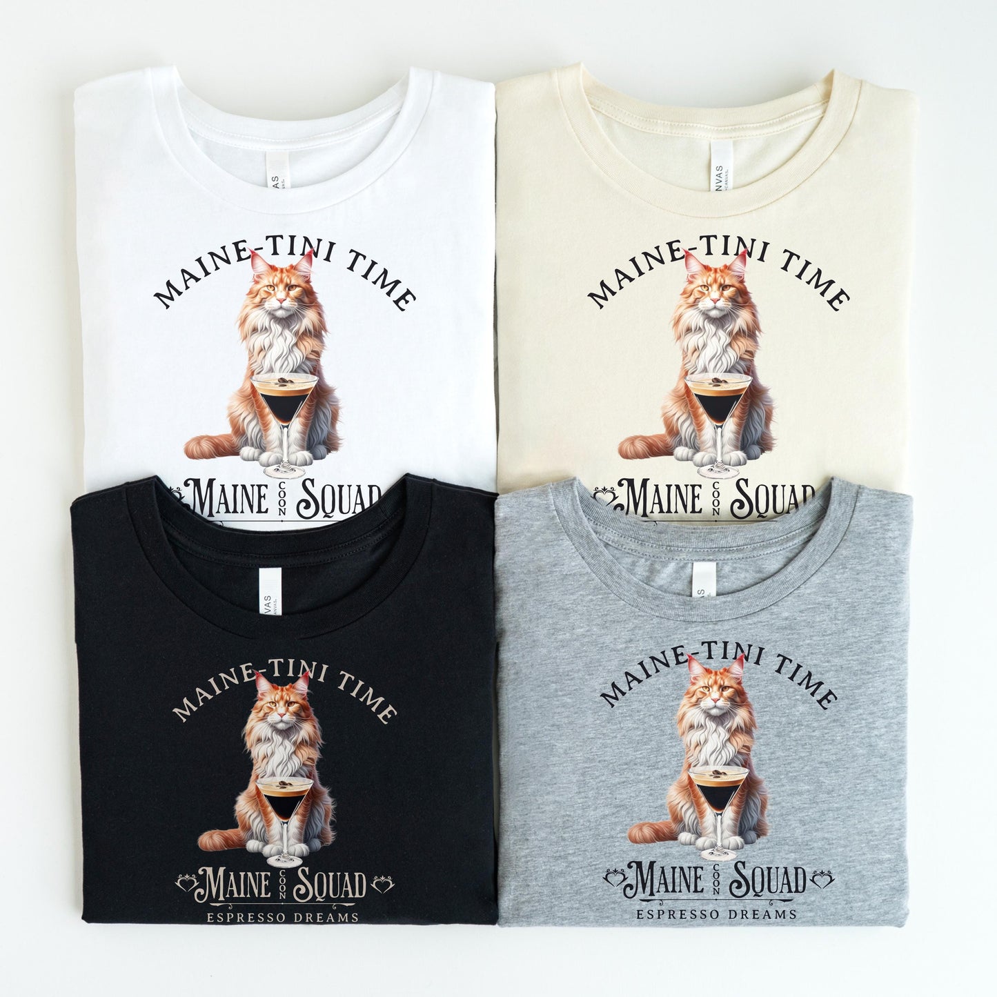 Maine Coon Espresso Squad Group Shirt Cat Martini TShirt Cat Lover Tee Cozy Apparel Maine Coon Lover Gift Custom Cat Top Cocktail Fashion