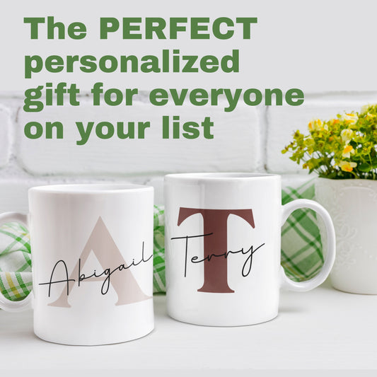 Personalized Coffee Mug, Custom Initial Mug, Best Friends Office Boss Mug Gift, Monogram Mug, Custom Ceramic Mugs, Customized Text Mug