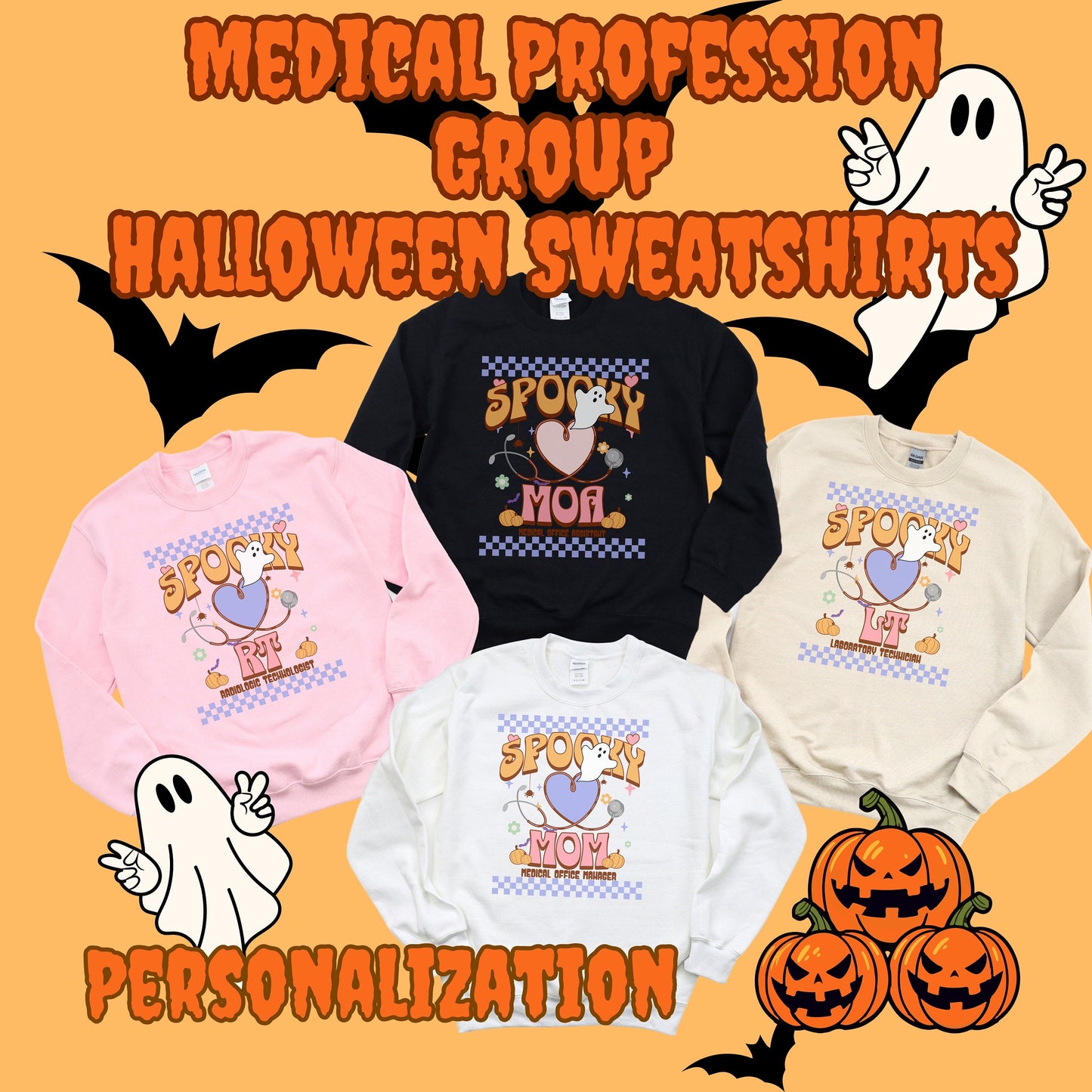 Spooky Medical Office Halloween Sweatshirts, Group Halloween Doctor's Office Shirts, Hospital Matching Sweatshirts, Pediatrician Shirt